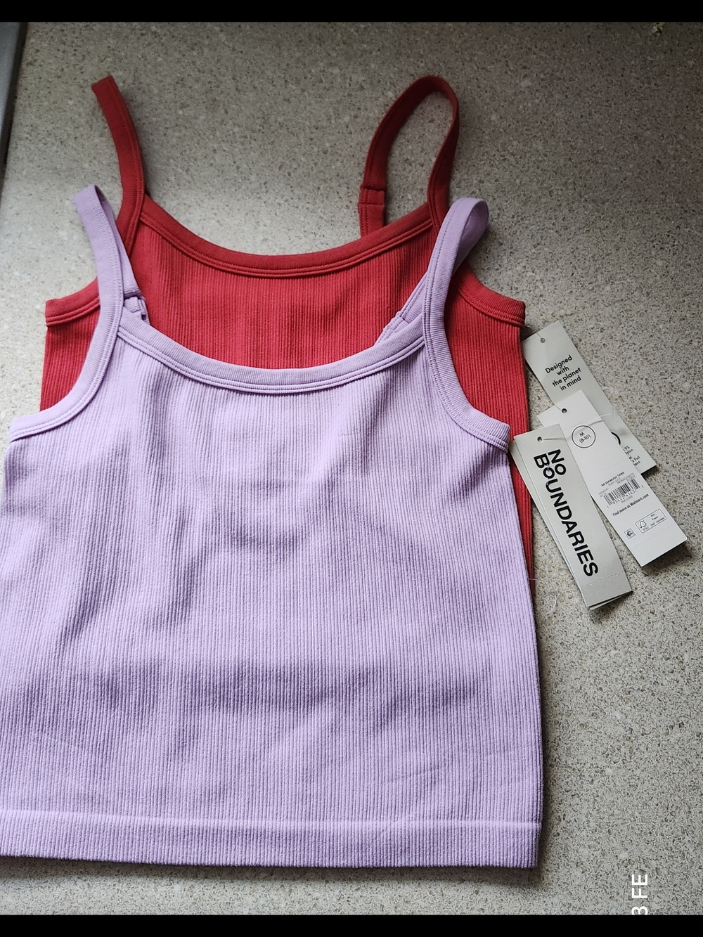 No Boundaries Girls' Lilac & Red Ribbed Tank Top  - 2-Pack